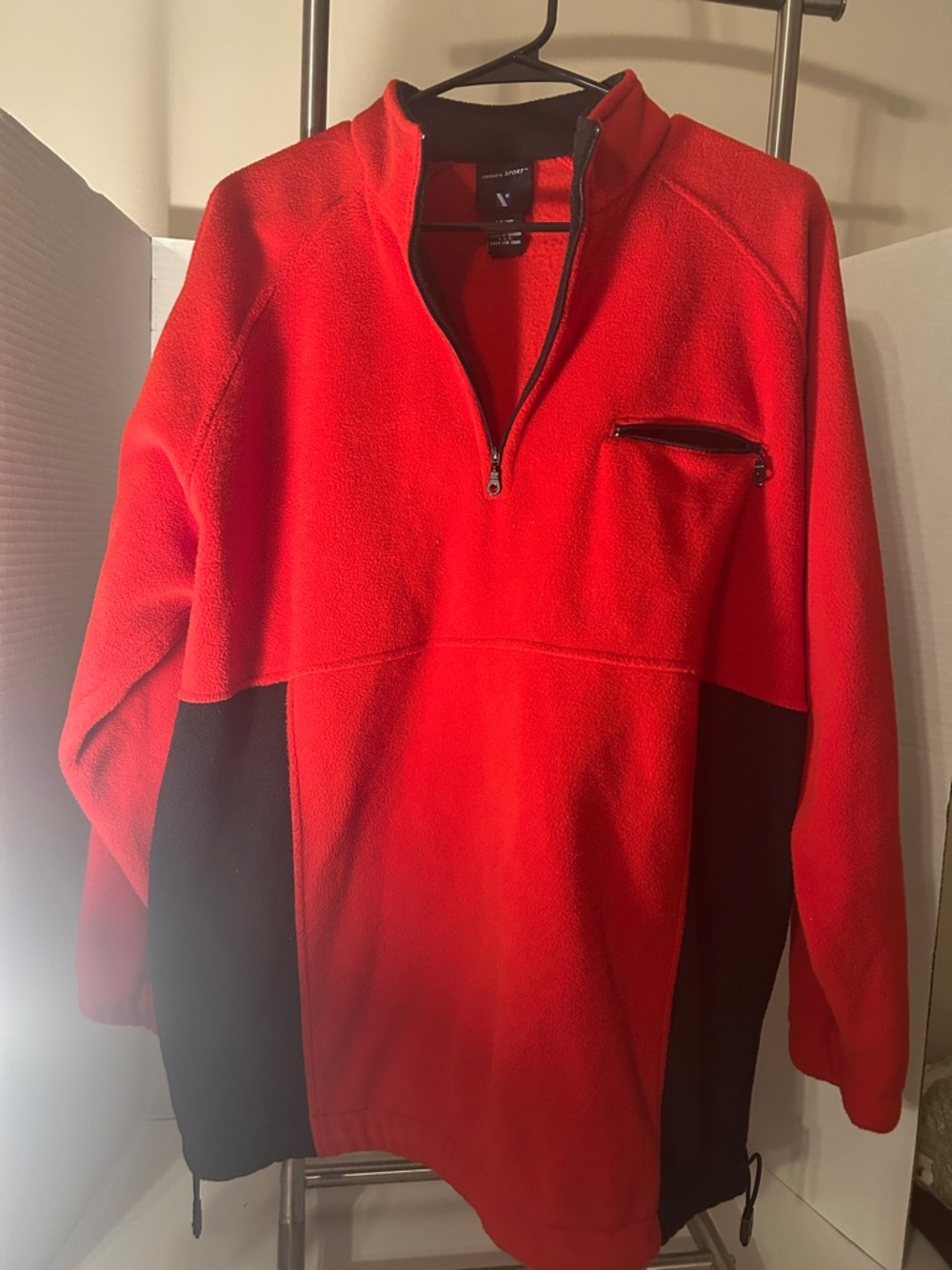 Men's Red and Black Half-Zip Fleece Pullover